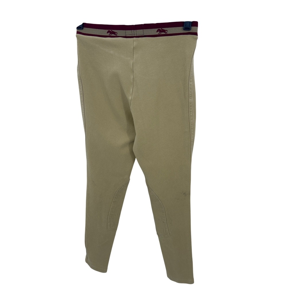 Sigma Kids Tan Equestrian Riding Breeches Pants Beige Burgundy Size 16 JPC Brand - Picture 4 of 10